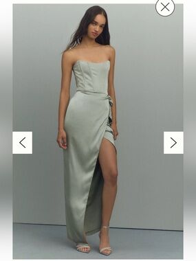 V. Chapman June Corset Jacquard Front-Slit Gown
